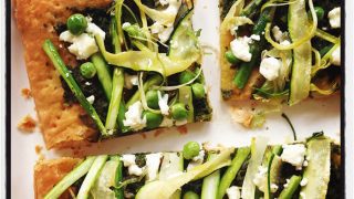 beet green tart with spring vegetables